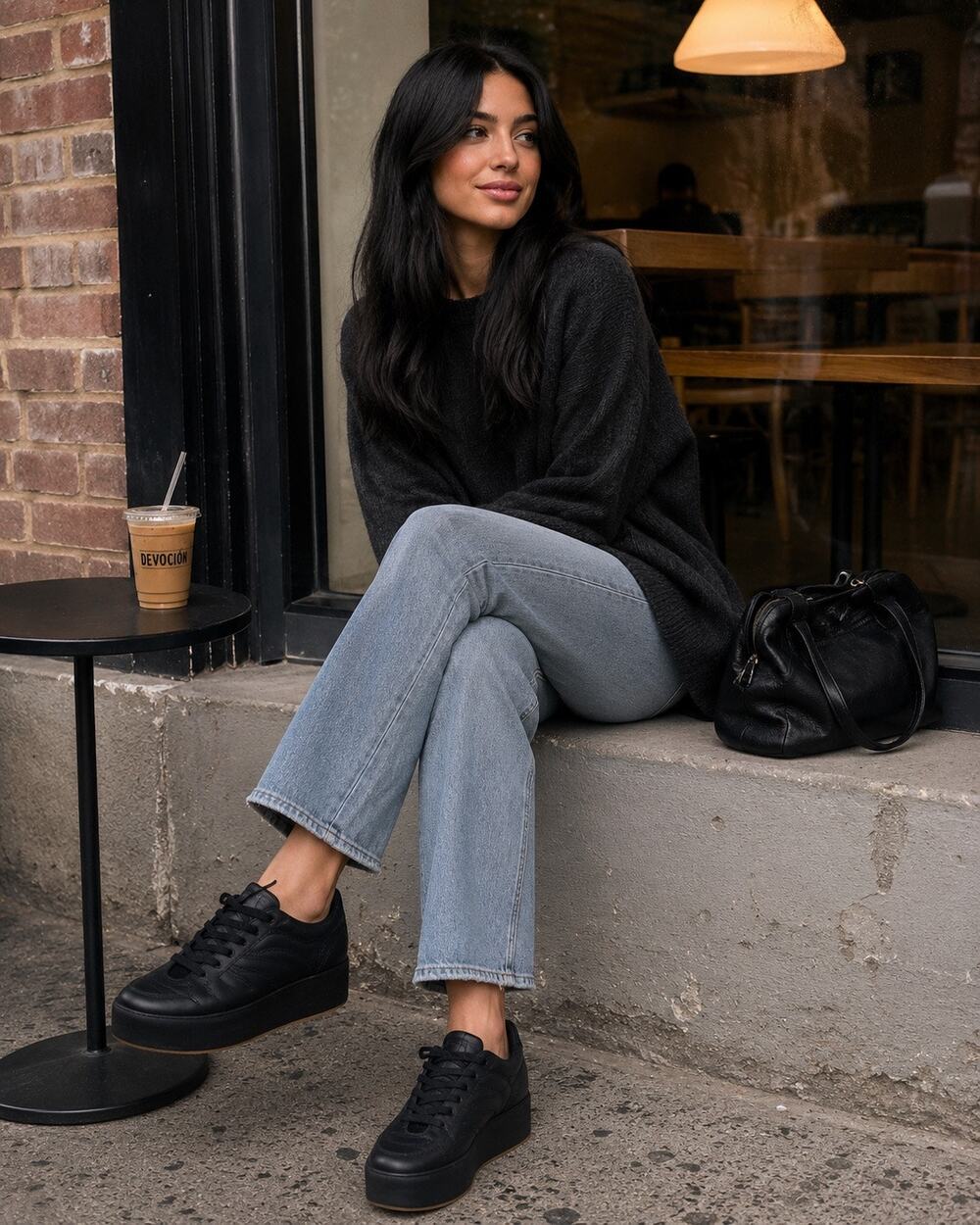 Surface to Air | Black Leather Platform Wedge Creeper Flatbush